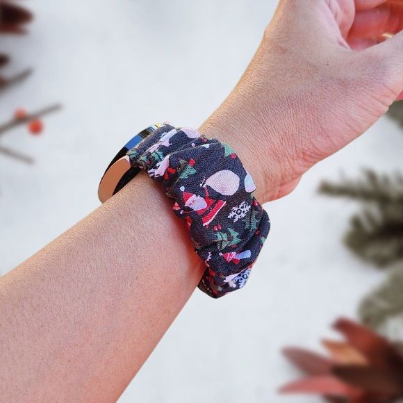 Santa Scrunchies Band for Apple Watch, Fitbit Versa 3 2 Lite, Samsung Watch - Picture 1 of 6